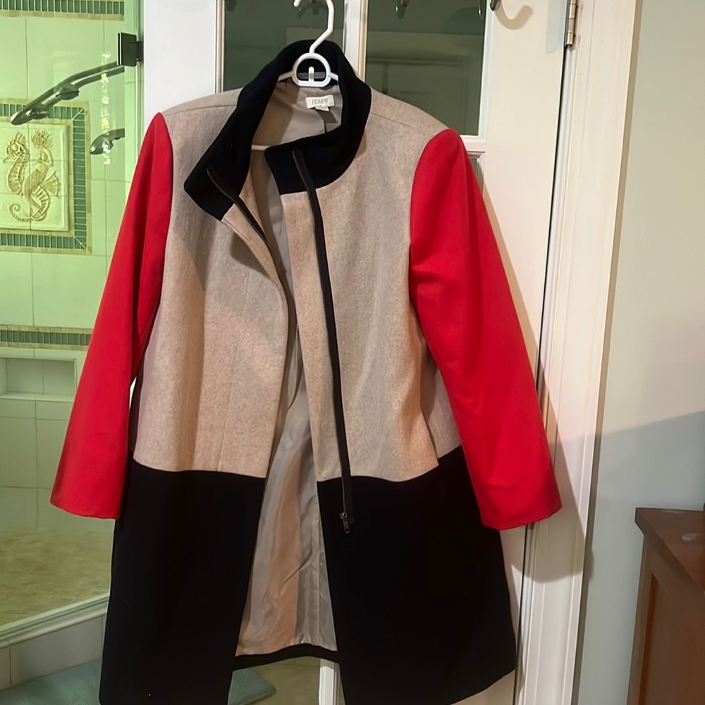 NWOT J CREW COLORBLOCK COAT SIZE L